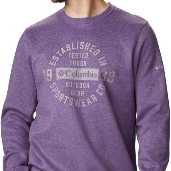 🆕Columbia Men's Hart Mountain Graphic Crew, Large-Soft Purple Heather Tough - Picture 1 of 5